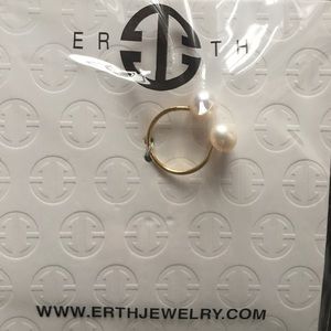 Faux pearl golden ring
